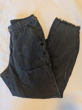 aerie Black/Charcoal Gray Pants with Frayed Hem